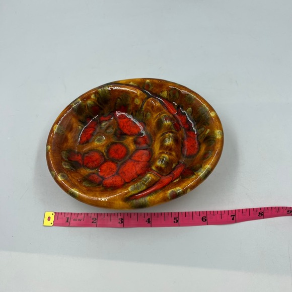 Vintage Splatter Painted Handmade Glazed Ceramic Ash Tray Cottage Core Boho MCM - Picture 6 of 11